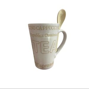 Dominican Republic White & yellow coffee mug Cream Coffee & Tea Mug with spoon